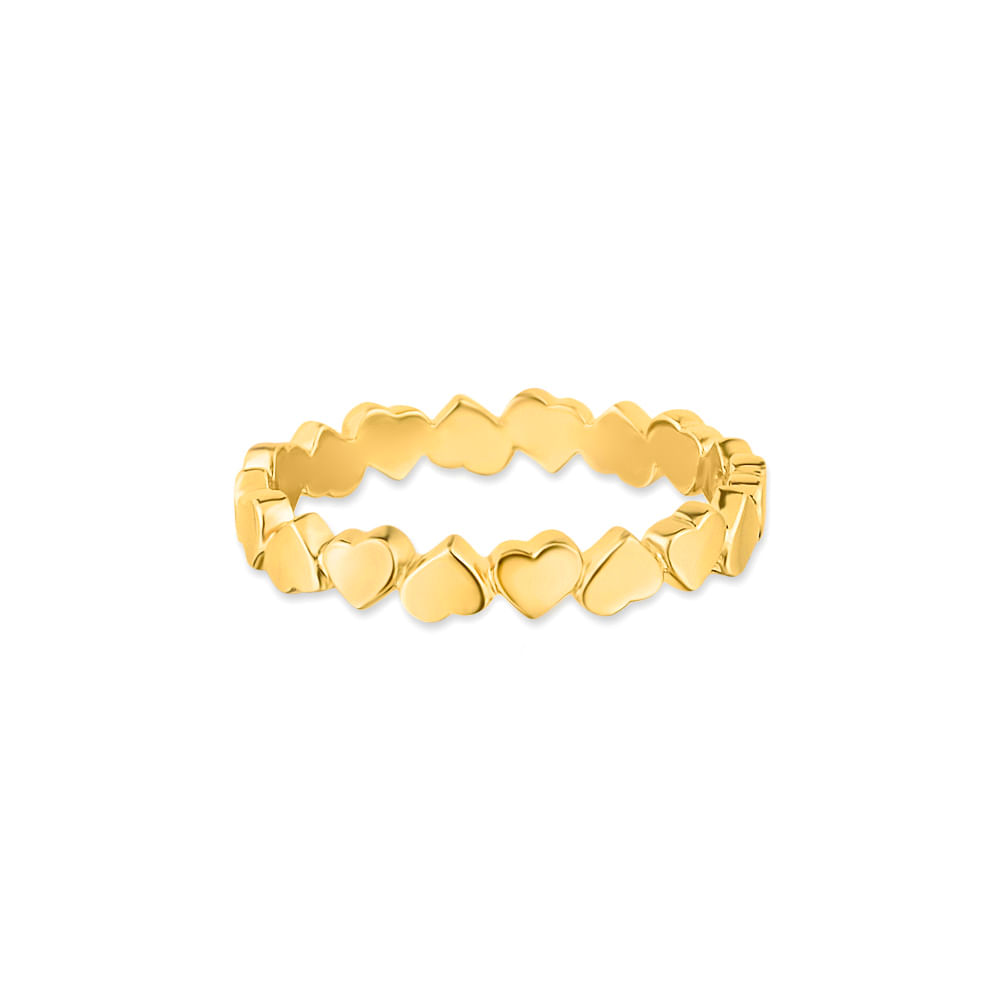 Anel Life Love IV Corações em Prata 925 com Banho de Ouro Amarelo 18k