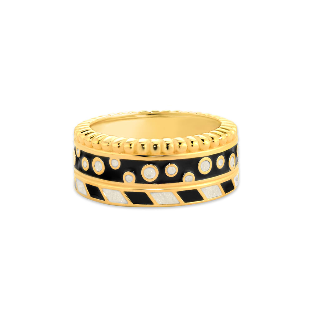 Anel Life Disney e Ana Strumpf Grafismo em Prata 925 com Banho de Ouro Amarelo 18k e Esmalte