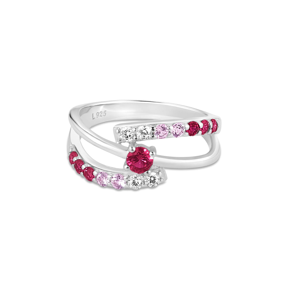 Anel Life Venus em Prata 925 com Pedras Rosas e Incolores