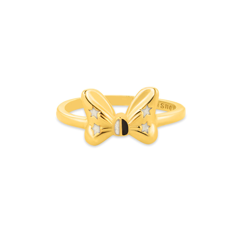 Anel Life Disney e Ana Strumpf Laço Minnie em Prata 925 com Banho de Ouro Amarelo 18k e Esmalte