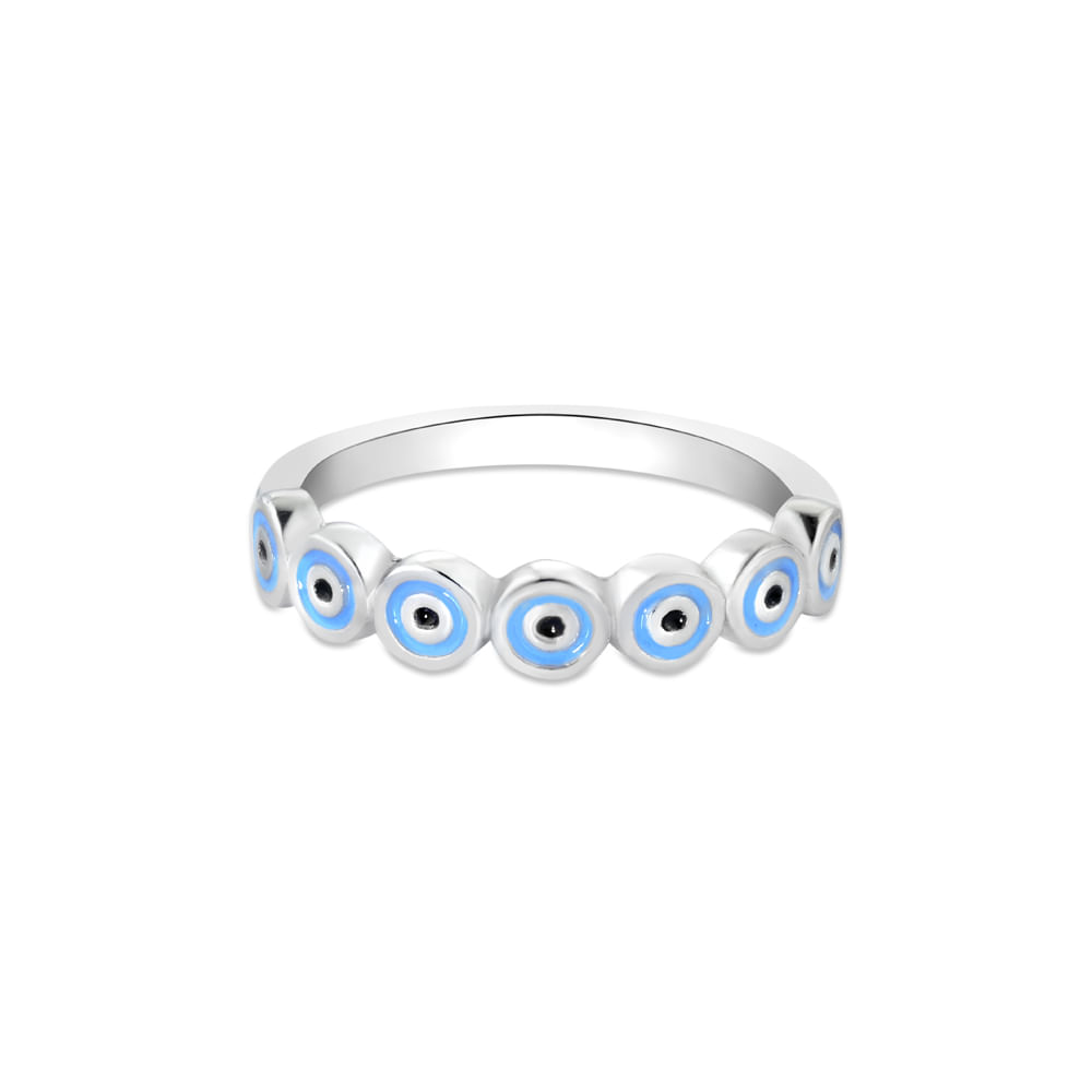 Anel Life Olho Grego em Prata 925 com Esmalte