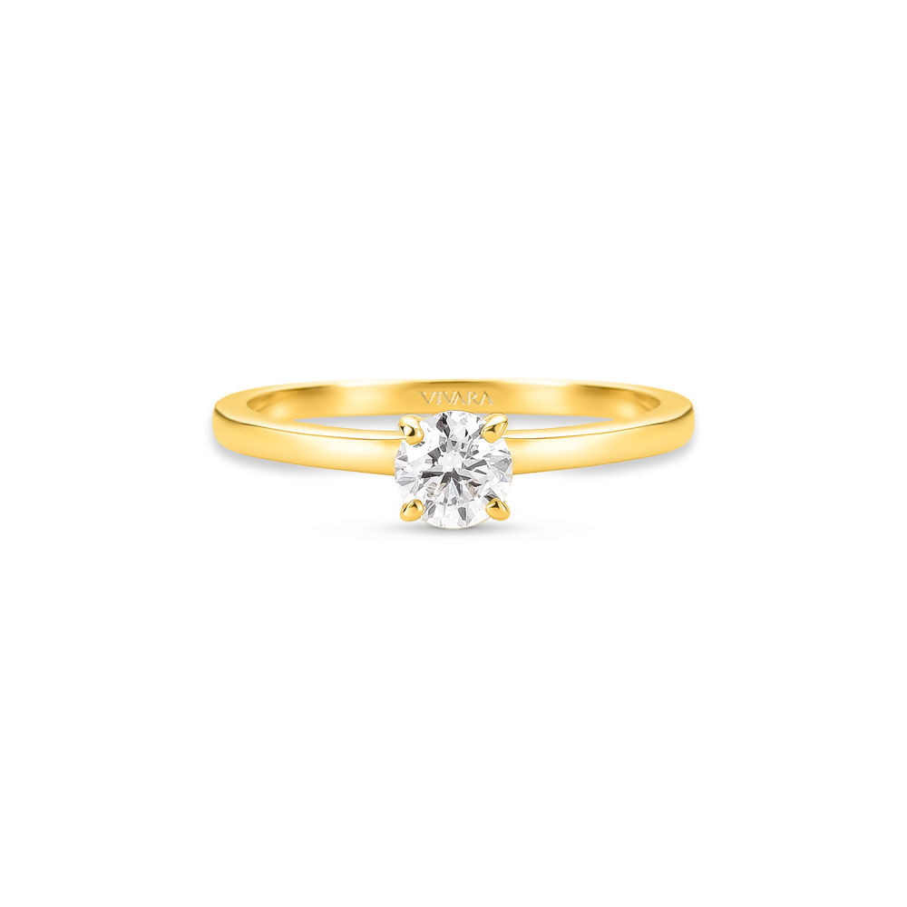 Anel Solitário Classic em Ouro Amarelo 18k com Diamante 0,45 ct