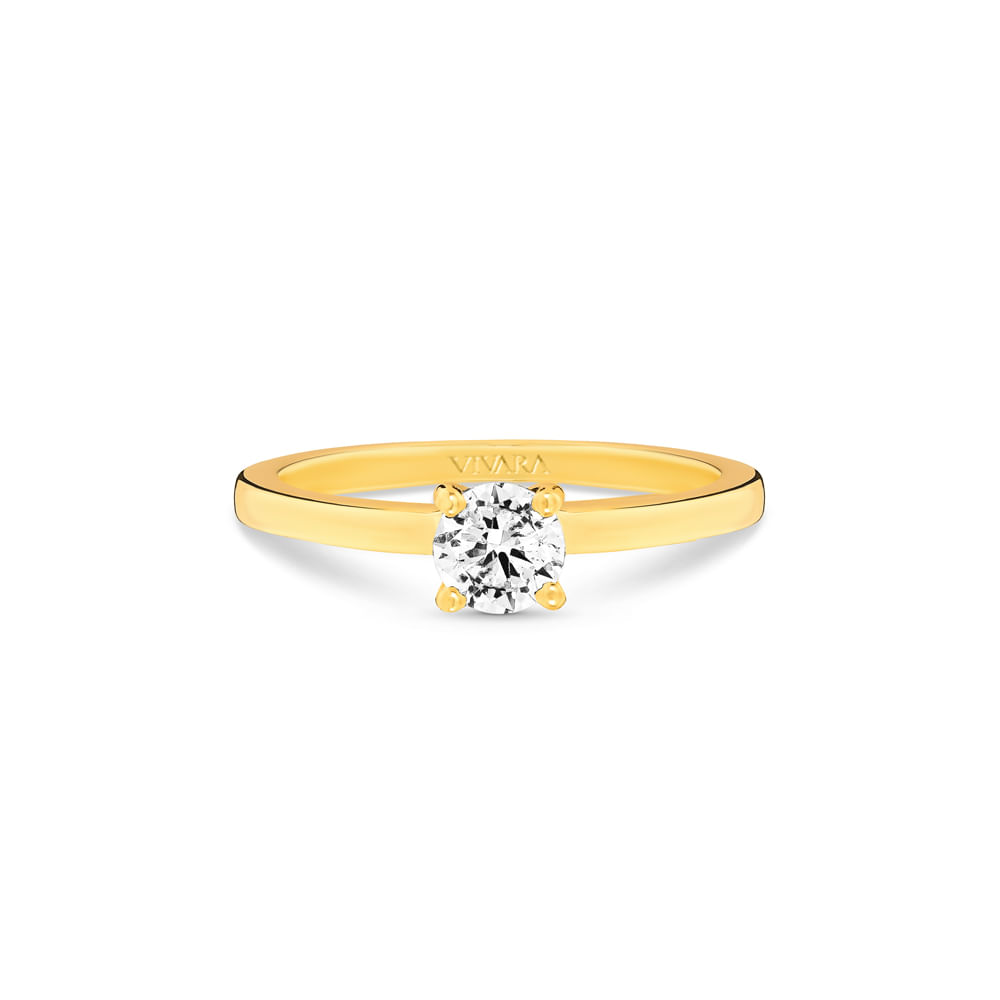 Anel Solitário Classic em Ouro Amarelo 18k com Diamante 0,34 ct