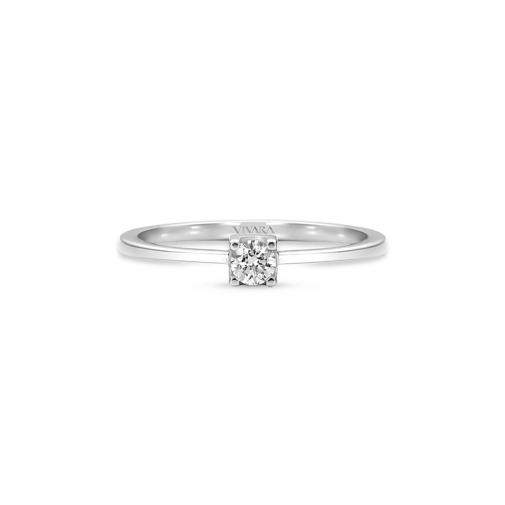 Anel Solitário Forever em Ouro Branco 18k com Diamante 0,12 ct
