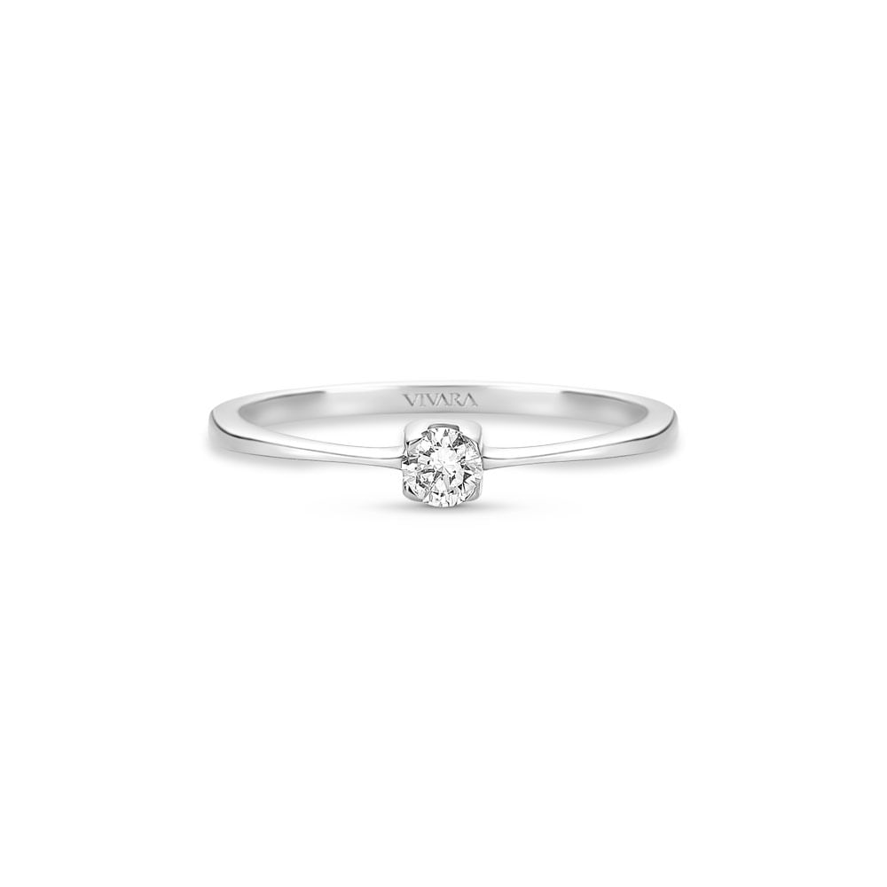 Anel Solitário Forever em Ouro Branco 18k com Diamante 0,15 ct