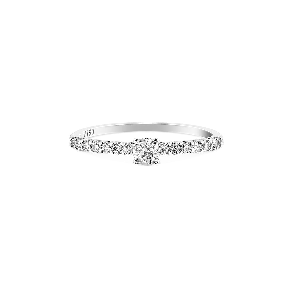 Anel Solitário Classic em Ouro Branco 18k com Diamante 0,35 ct