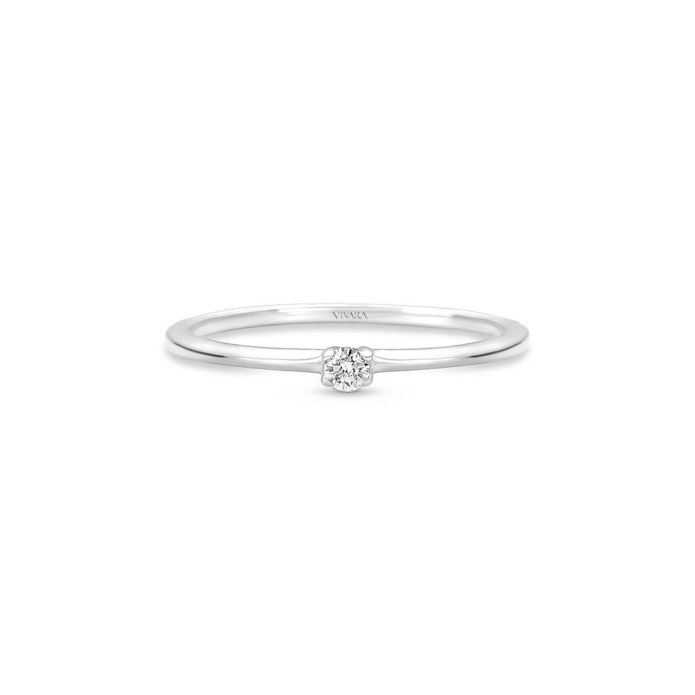 Anel Solitário Classic em Ouro Branco 18k com Diamante 0,05 ct