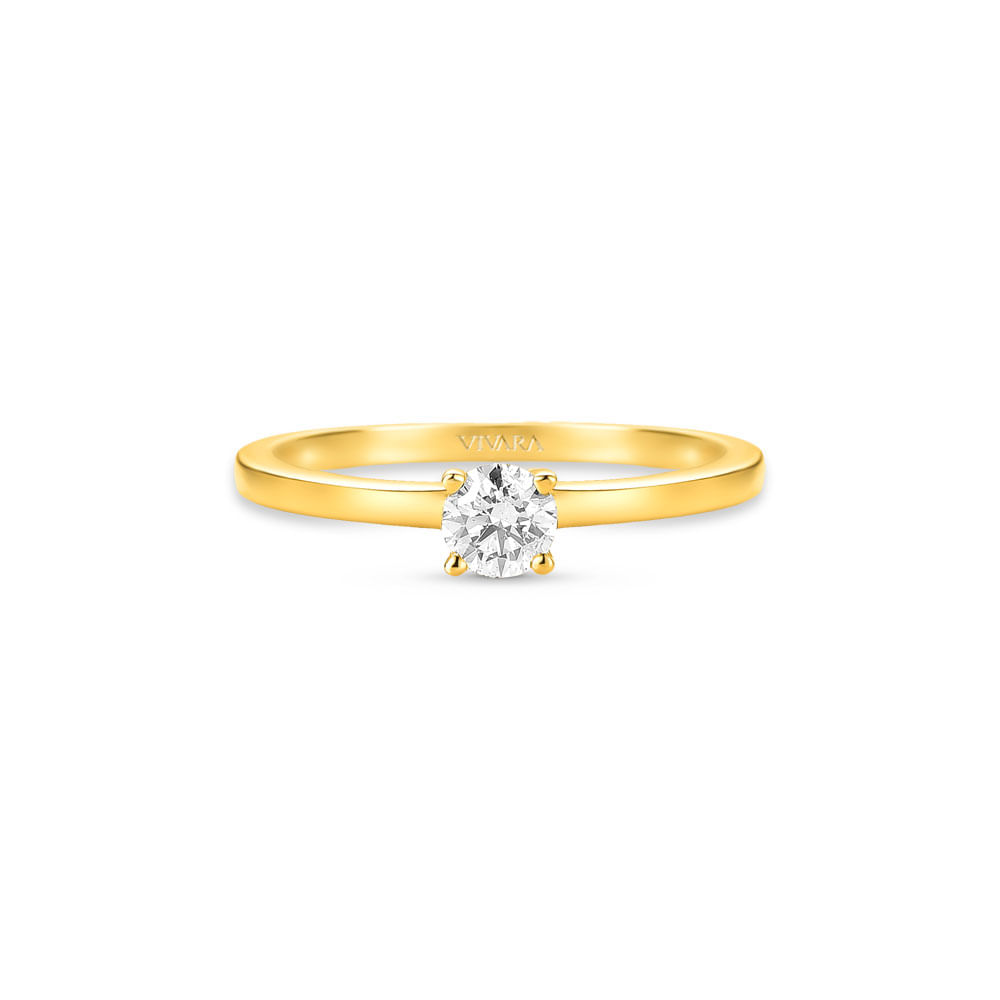 Anel Solitário Classic em Ouro Amarelo 18k com Diamante 0,26 ct