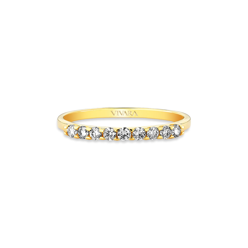 Meia Aliança Eternity em Ouro Amarelo 18k com Diamantes, 1,6mm