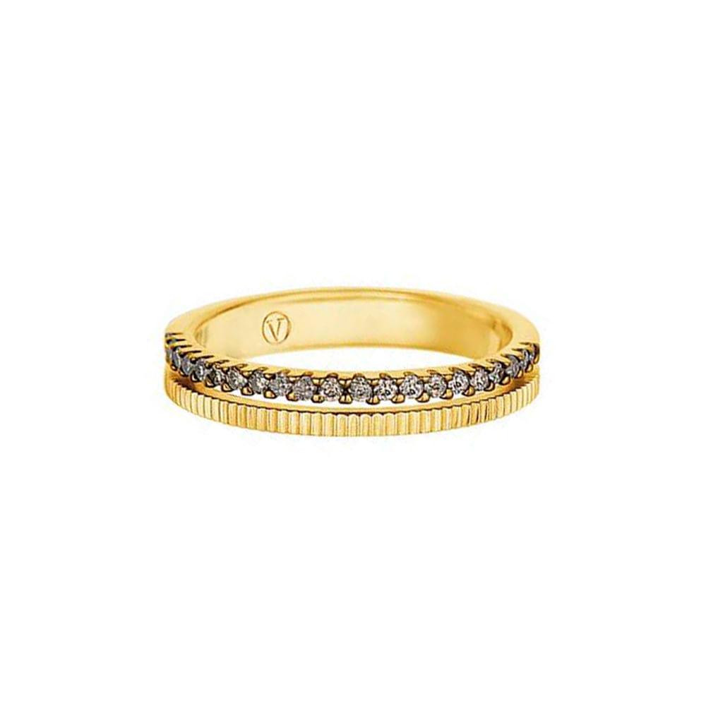 Anel Simetria em Ouro Amarelo 18k e Diamantes Brown