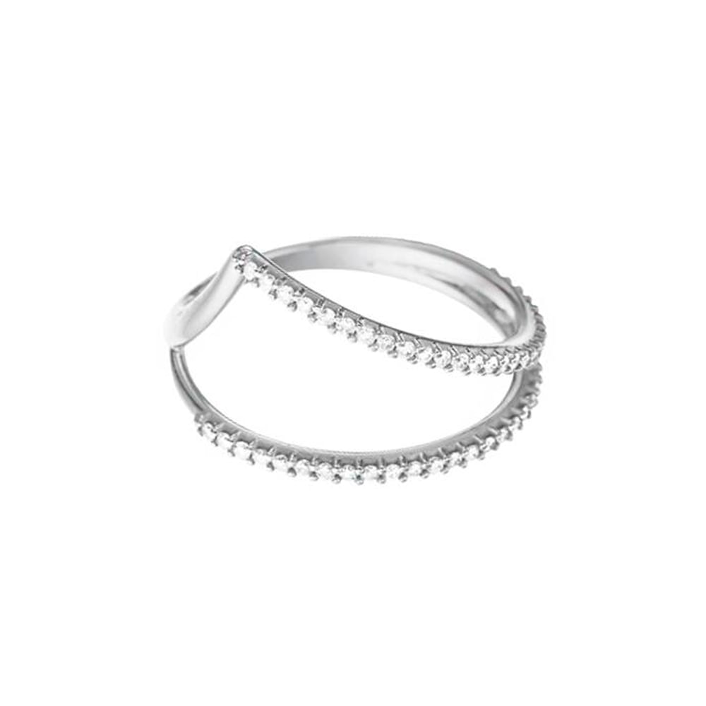 Anel Silhueta em Ouro Branco 18k com Diamantes