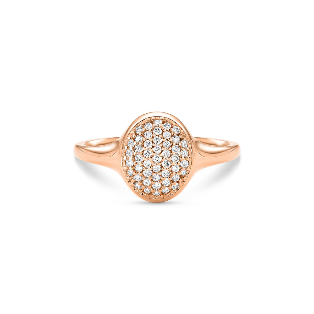 Anel Signet em Ouro Rosé 18k com Diamantes