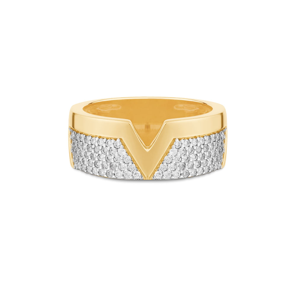 Anel Vivara em Ouro Amarelo 18k com Diamantes
