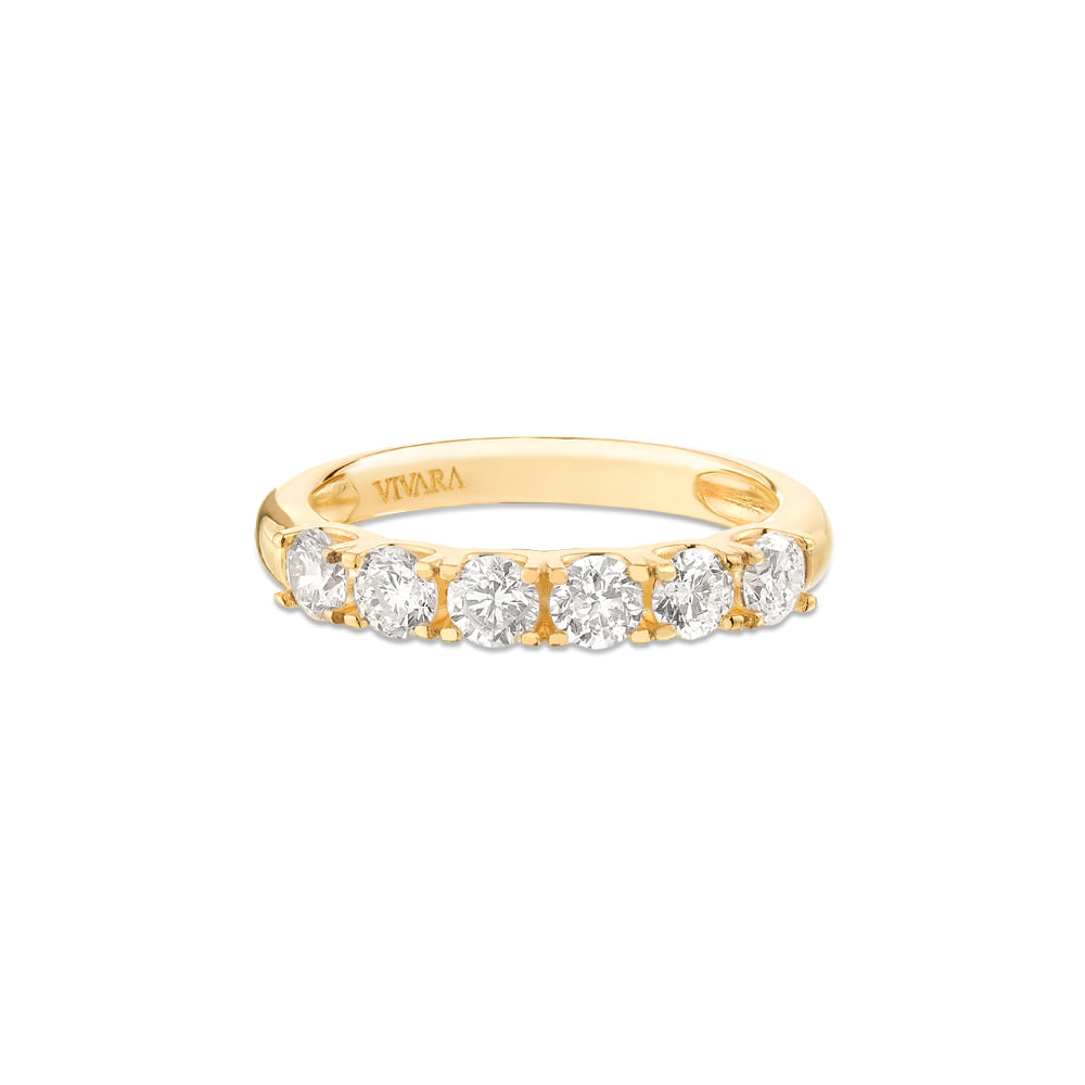 Meia Aliança Eternity em Ouro Amarelo 18k com Diamantes