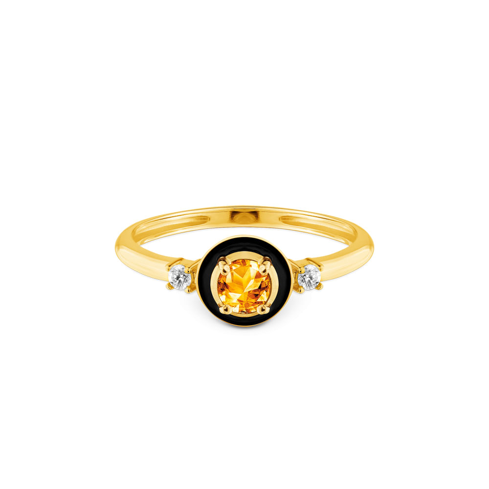 Anel Policroma em Ouro Amarelo 18k com Citrino e Diamantes