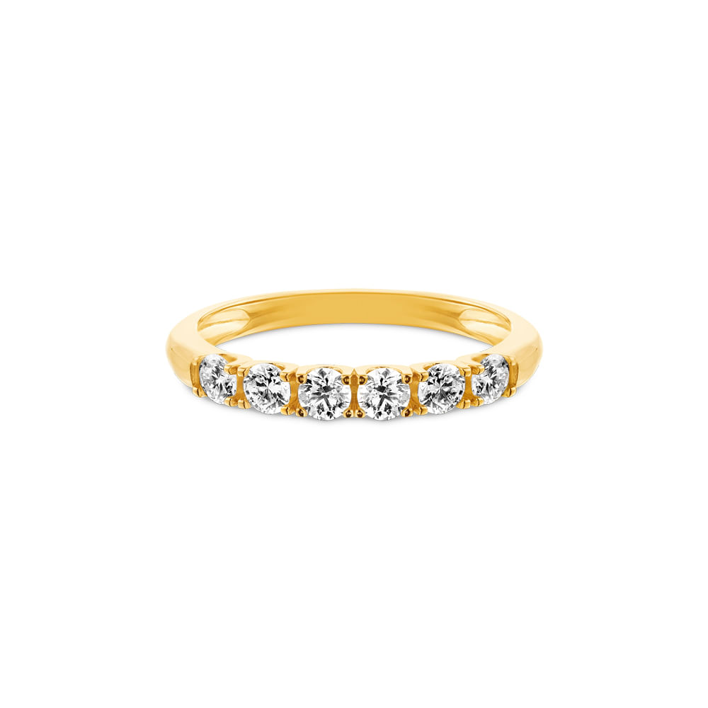 Meia Aliança Eternity em Ouro Amarelo 18k com Diamantes