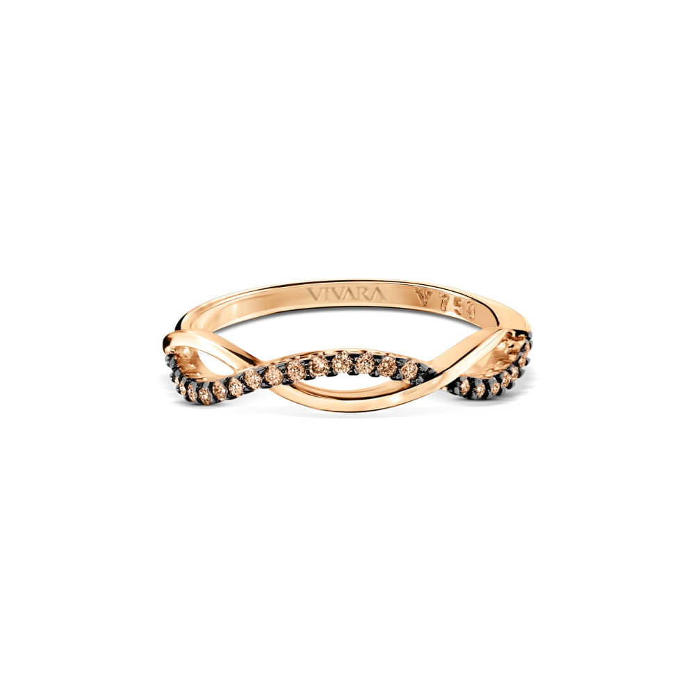 Anel Daily em Ouro Rosé 18k com Diamantes Brown