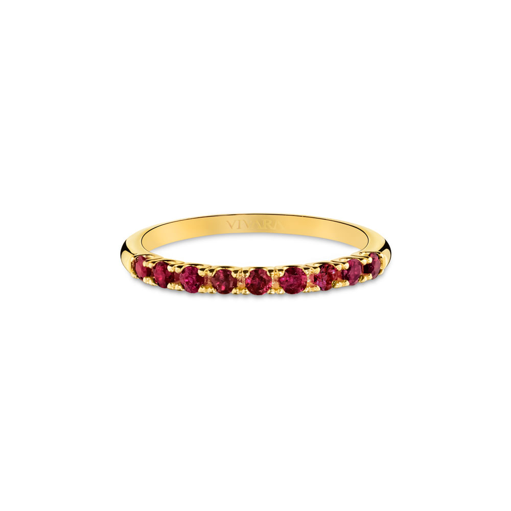 Meia Aliança Oriental em ouro amarelo 18k com Rubis