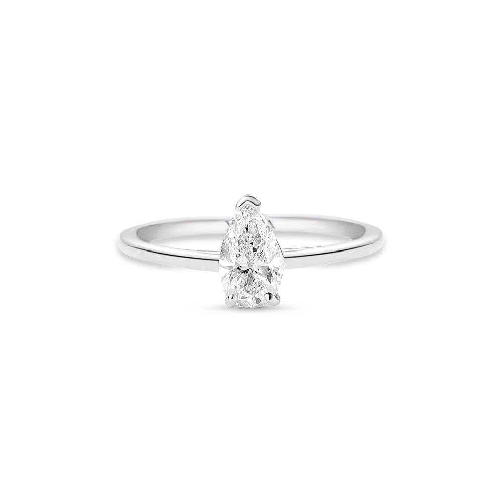 Anel Solitário Shapes em Ouro Branco 18k com Diamante Gota 0,50 ct