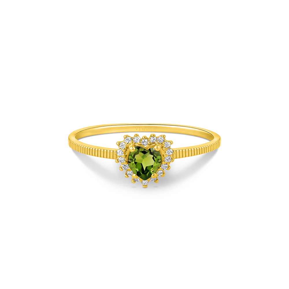 Anel Love em Ouro Amarelo 18k com Peridoto e Diamantes