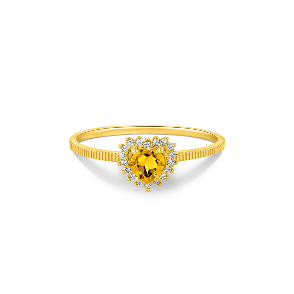 Anel Love em Ouro Amarelo 18k com Citrino e Diamantes