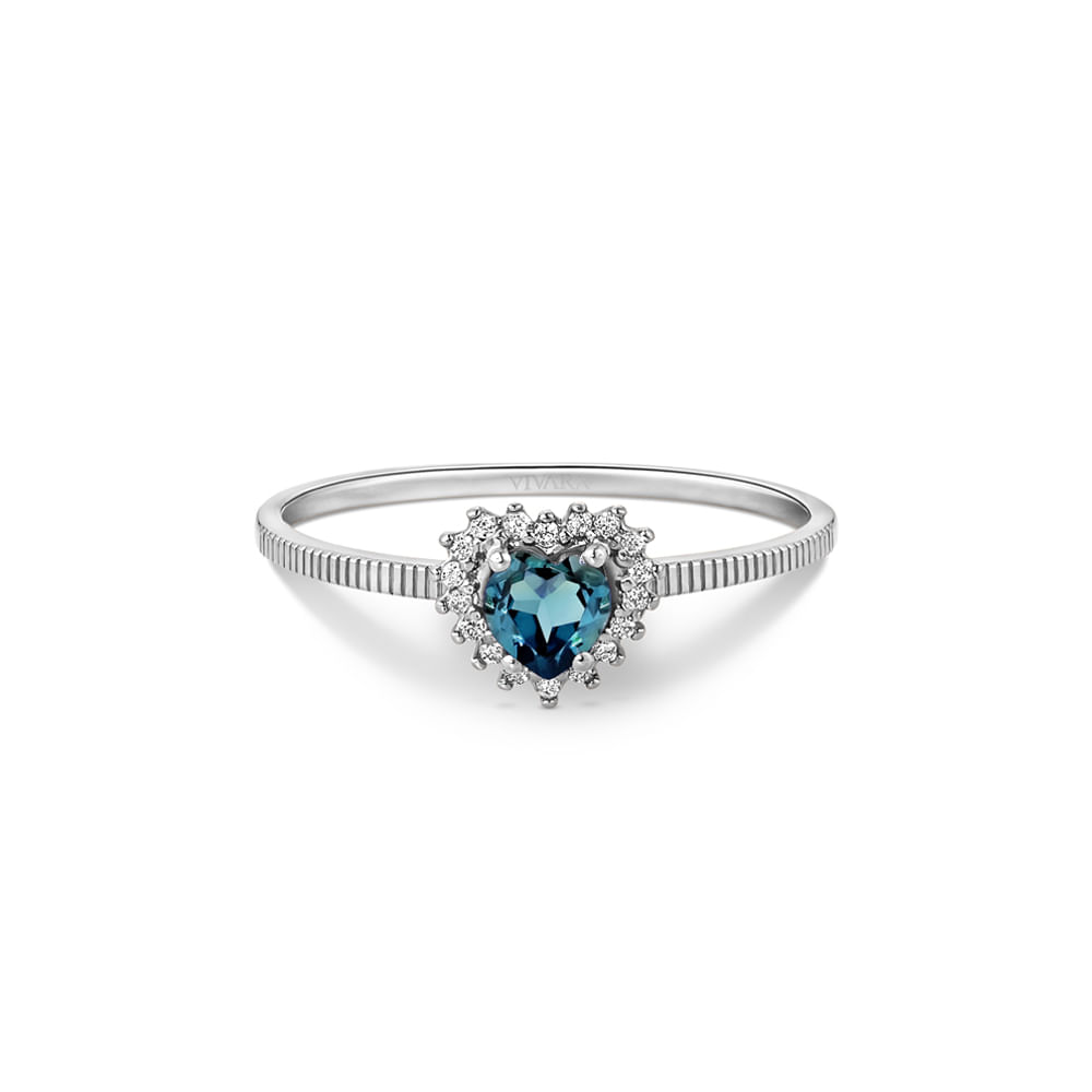 Anel Love em Ouro Branco 18k com Topázio London e Diamantes