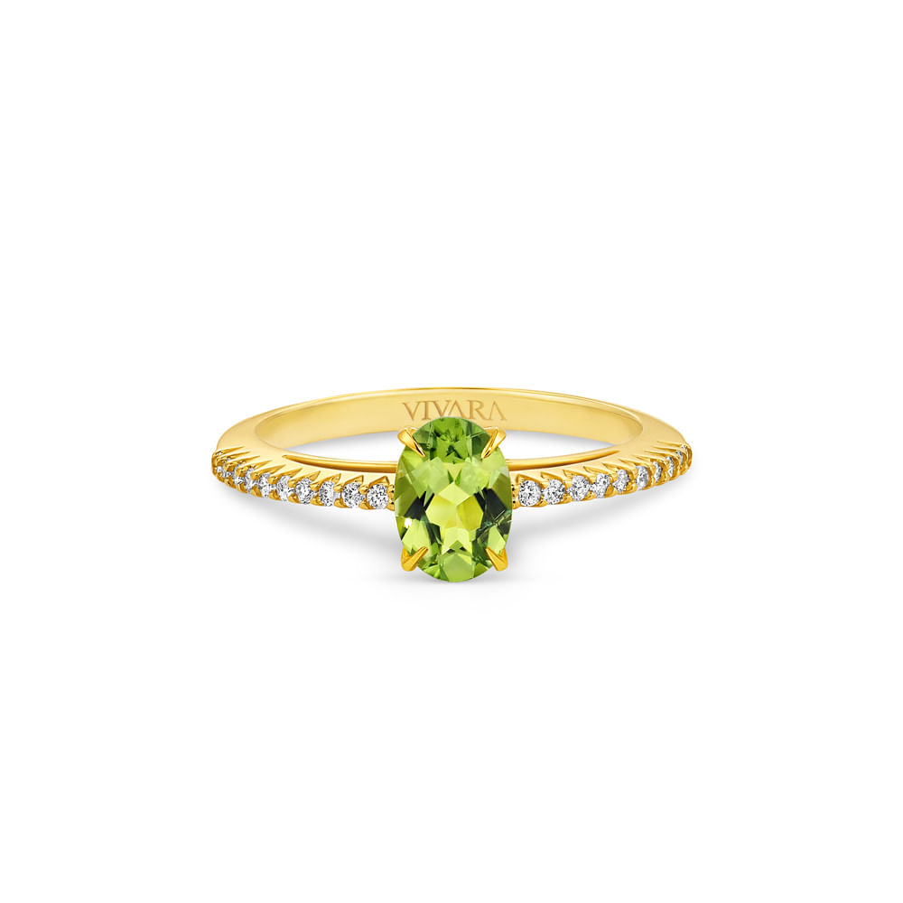 Anel Essenza em Ouro Amarelo 18k com Peridoto e Diamantes