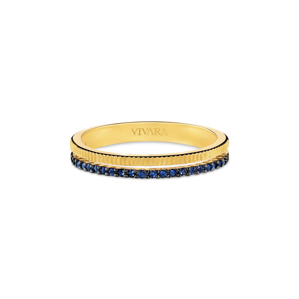 Anel Simetria em Ouro Amarelo 18k com Safiras Azuis