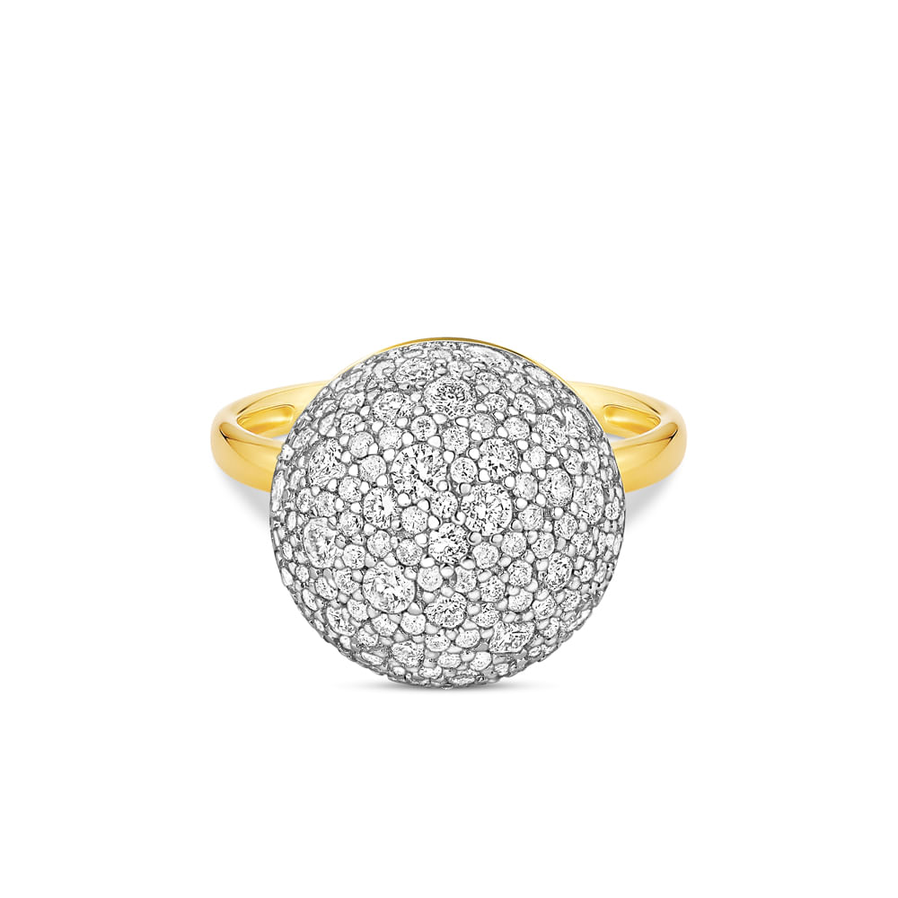 Anel Esferas em Ouro Amarelo 18k com Diamantes