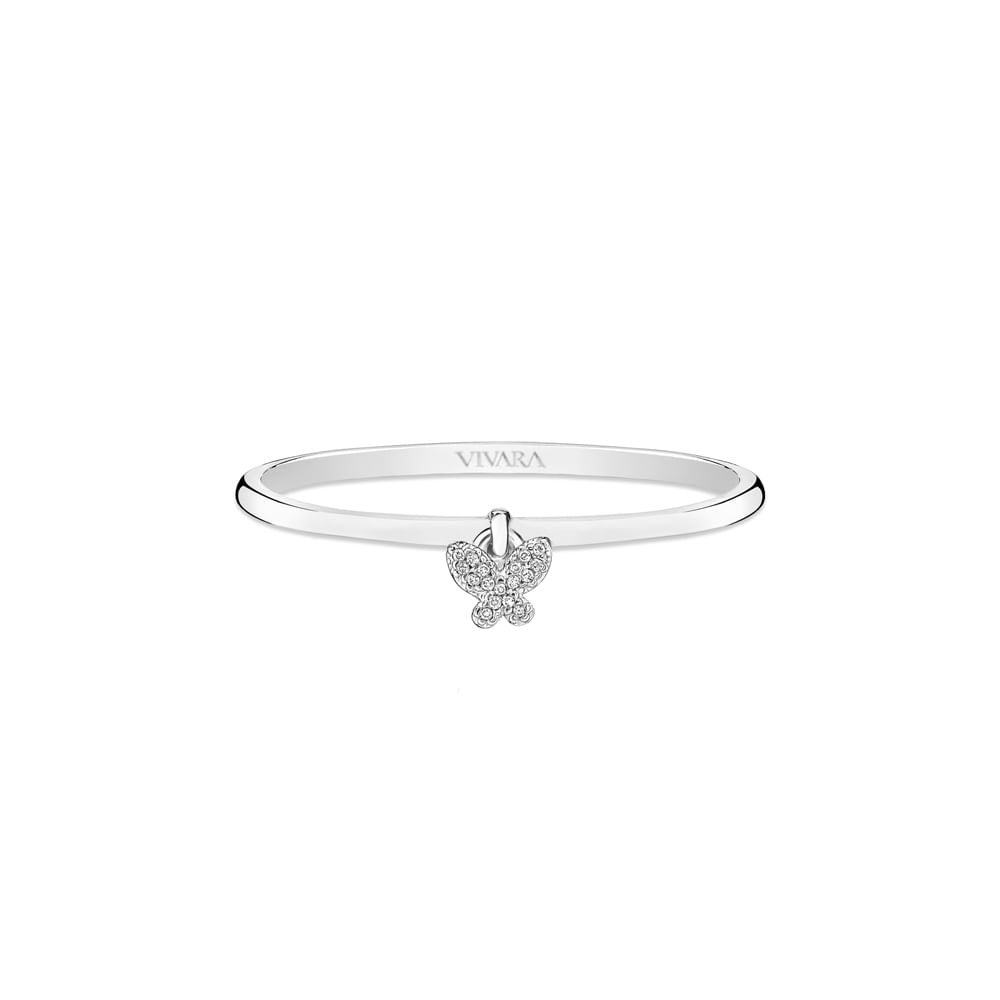 Anel Teens Borboleta em Ouro Branco 18k com Diamantes