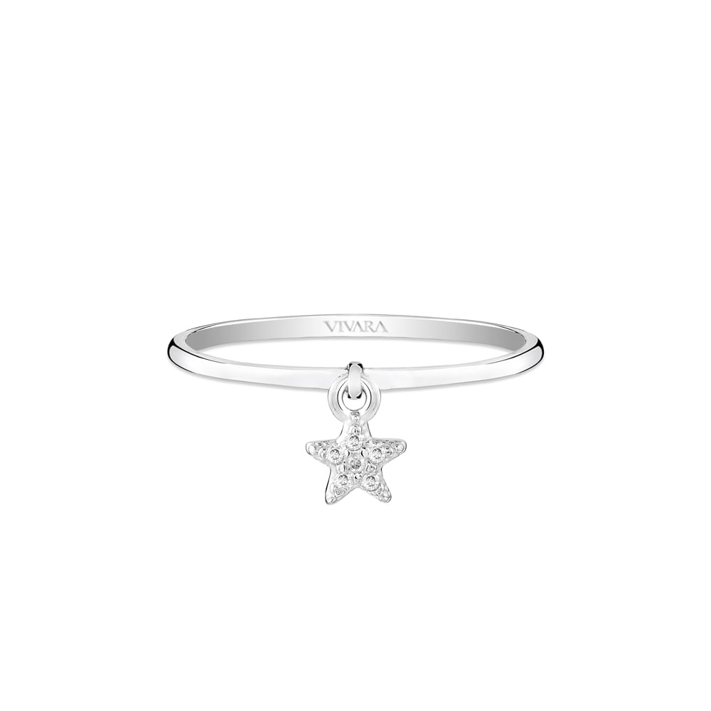 Anel Teens Estrela em Ouro Branco 18k com Diamantes