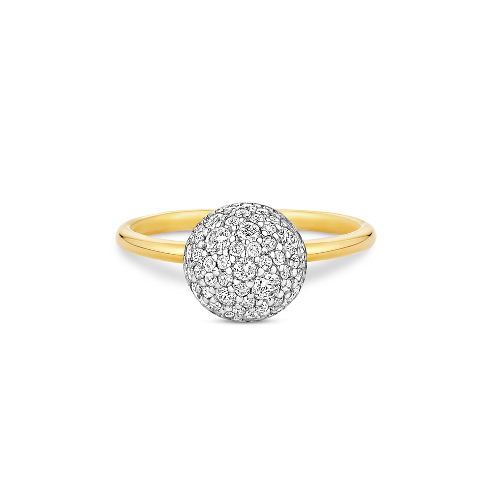 Anel Esferas em Ouro Amarelo 18k com Diamantes