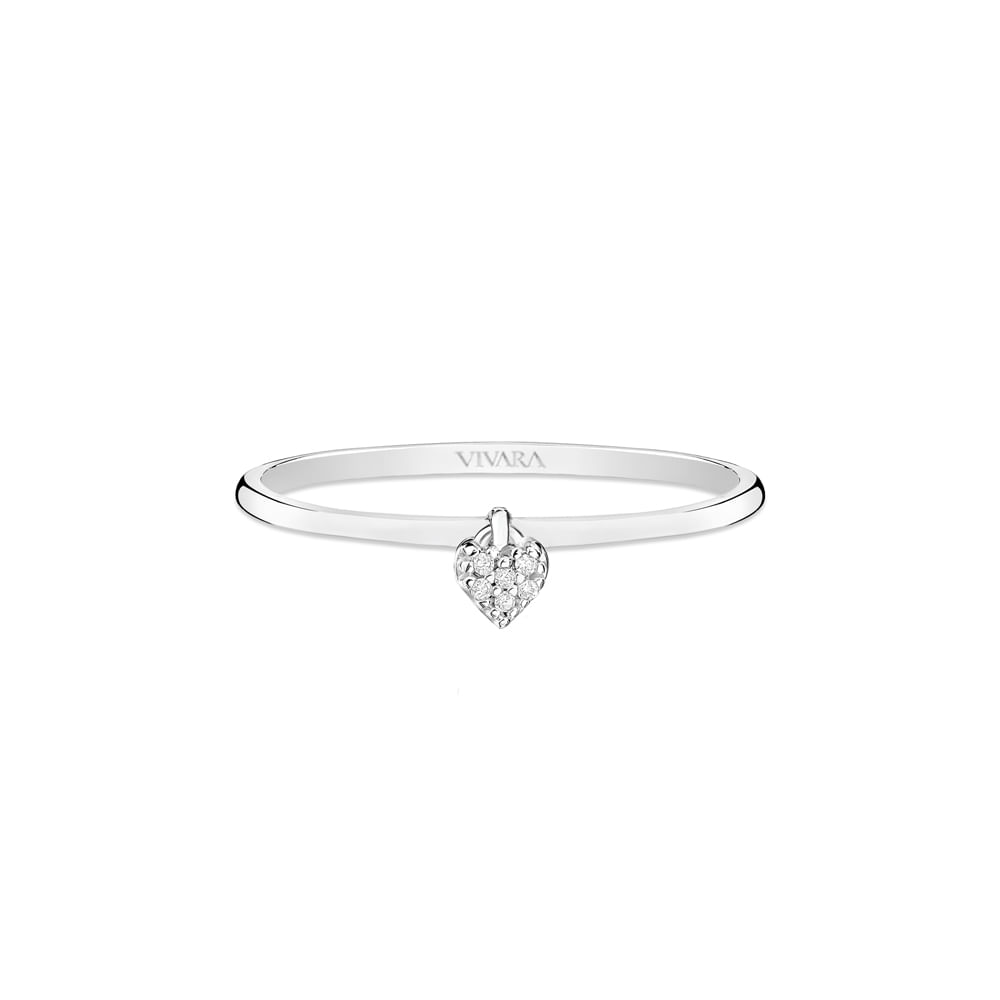 Anel Teens Coração em Ouro Branco 18k com Diamantes