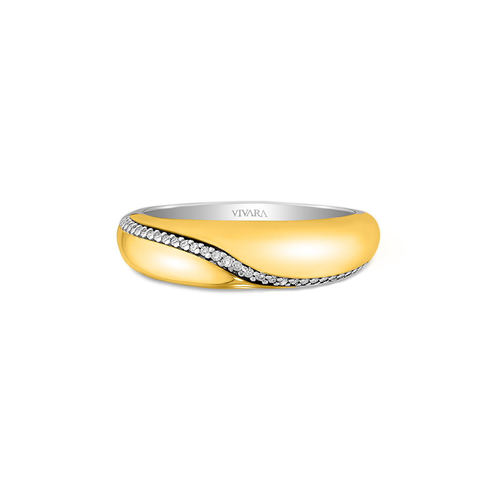 Anel Mykonos em Prata 925 com Ouro Amarelo 18k e Diamantes