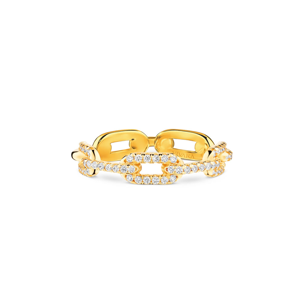 Anel Chains em Ouro Amarelo 18k com Diamantes