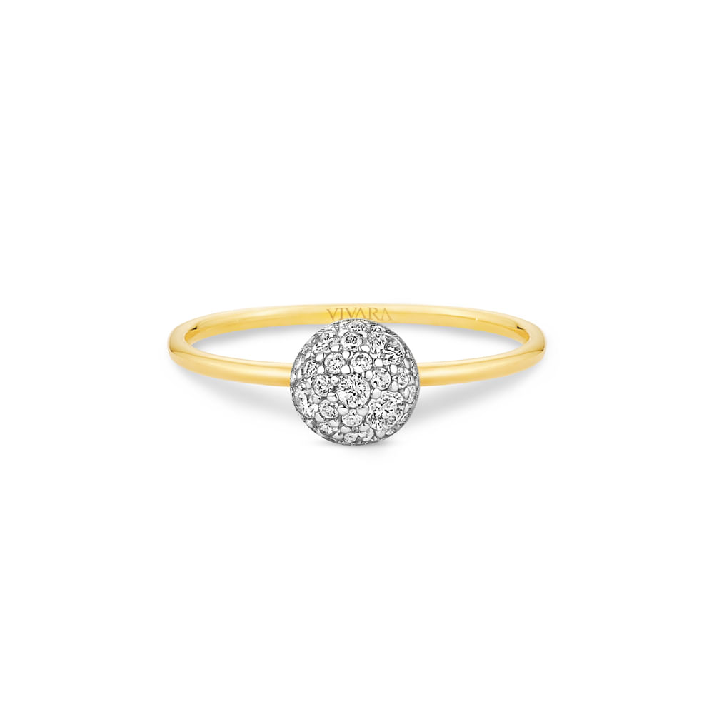 Anel Esferas em Ouro Amarelo 18k com Diamantes