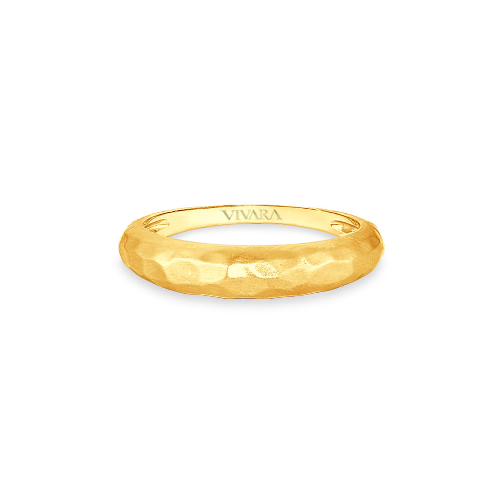 Anel Bombe Martelado em Ouro Amarelo 18k