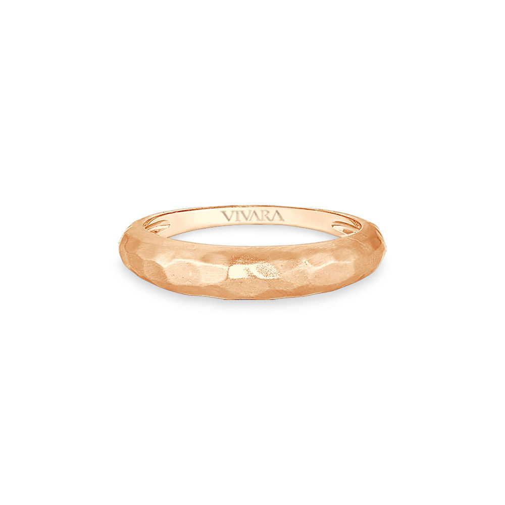 Anel Bombe Martelado em Ouro Rosé 18k