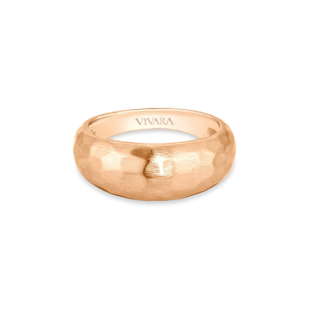 Anel Bombe Martelado em Ouro Rosé 18k
