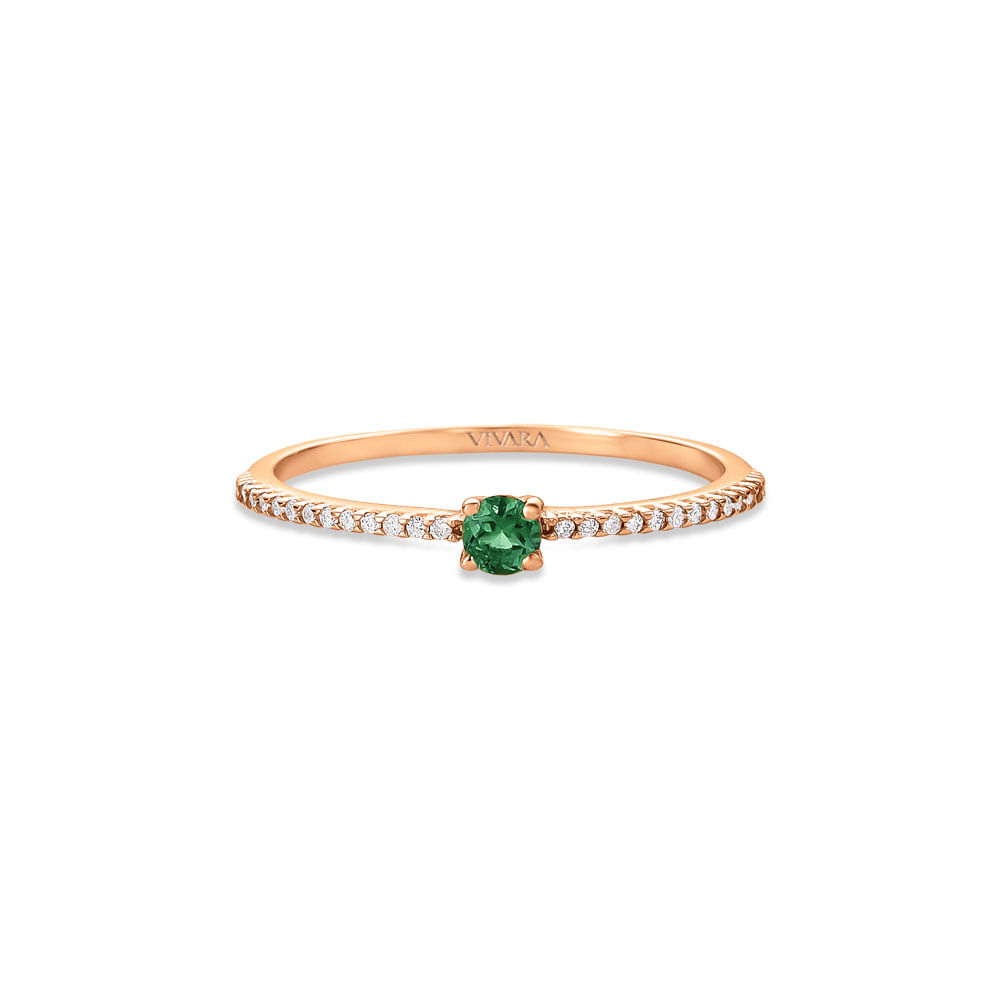 Anel Cores em Ouro Rosé 18k com Turmalina Verde e Diamantes