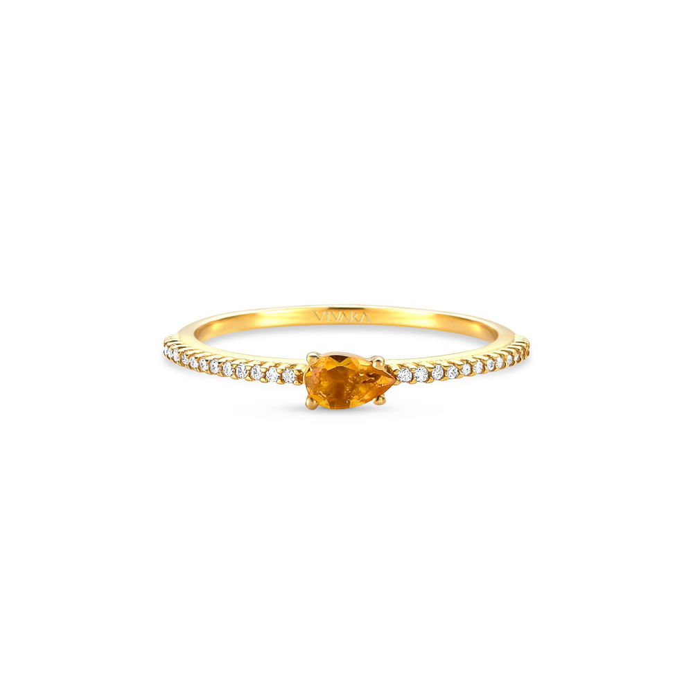 Anel Cores em Ouro Amarelo 18k com Citrino e Diamantes