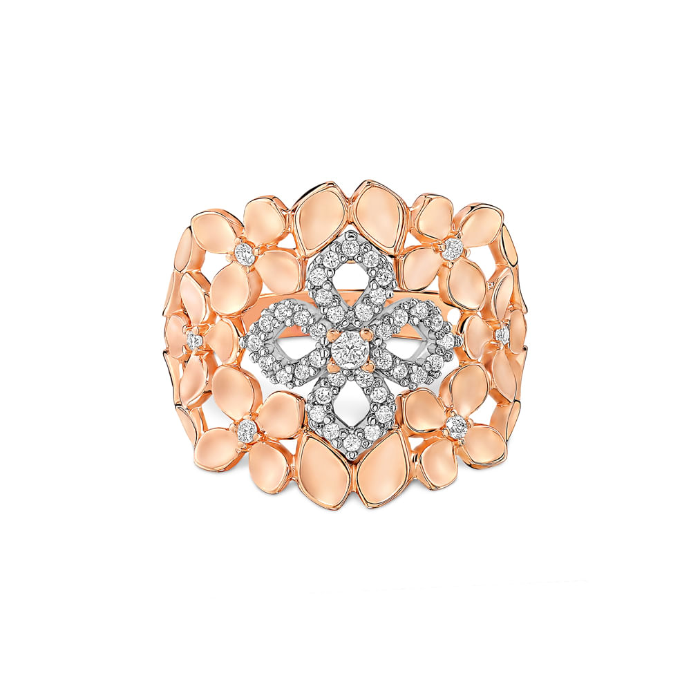 Anel Giardino em Ouro Rosé e Ouro Branco 18k com Diamantes