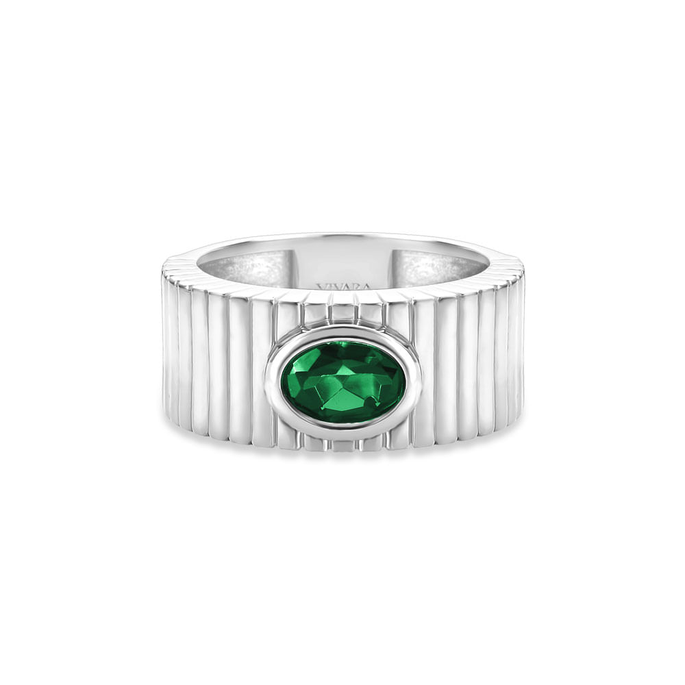 Anel Gomos Color em Prata 925 com Turmalina Verde