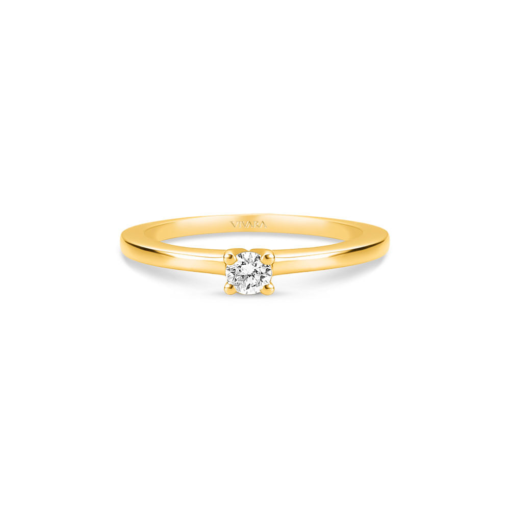 Anel Solitário Classic em Ouro Amarelo 18k com Diamante 0,09 ct