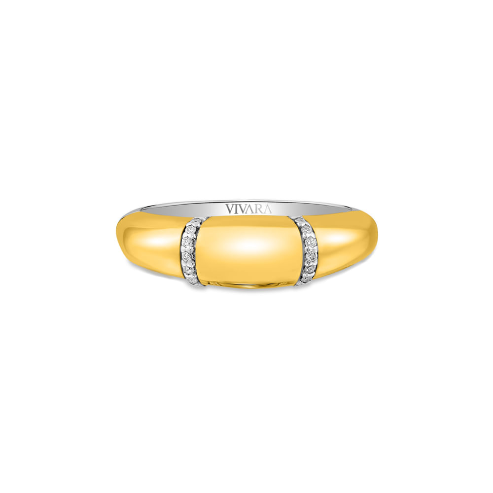 Anel Mykonos em Prata 925 com Ouro Amarelo 18k e Diamantes