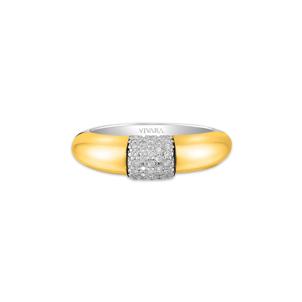 Anel Mykonos em Prata 925 e Ouro Amarelo 18k com Diamantes 0,19 ct
