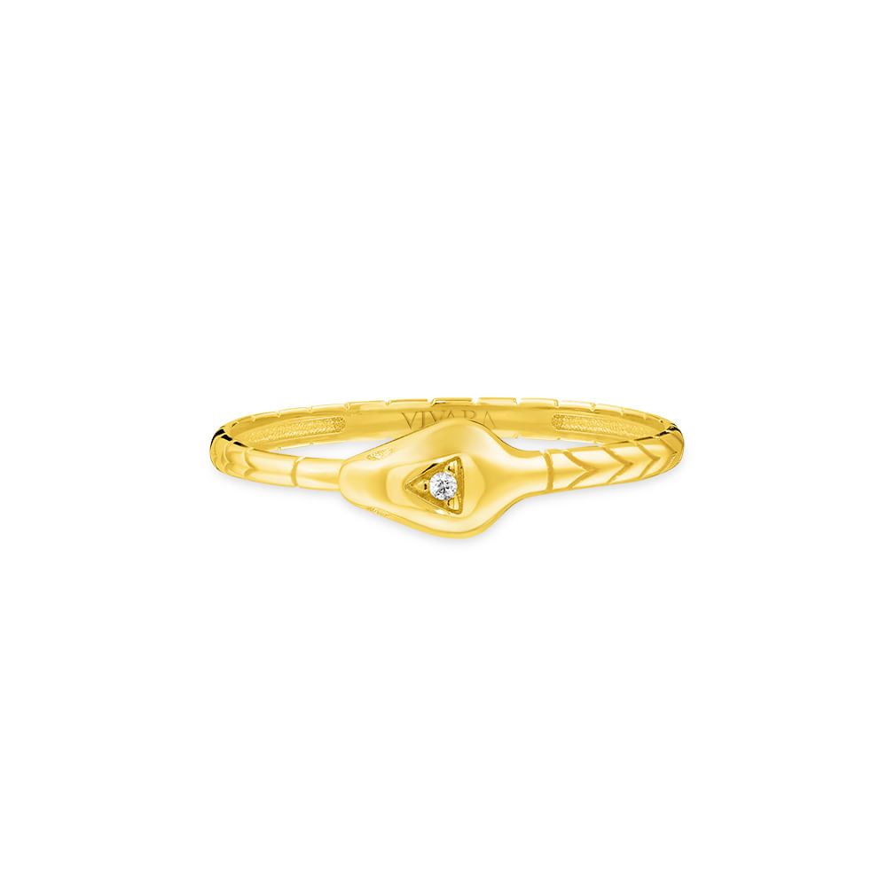 Anel Serpente em Ouro Amarelo 18k com Safira Incolor