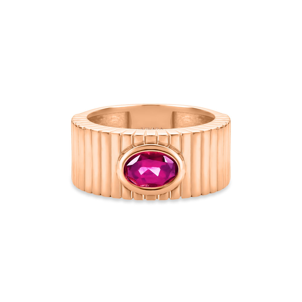 Anel Gomos Color em Ouro Rosé 18k com Rodolita
