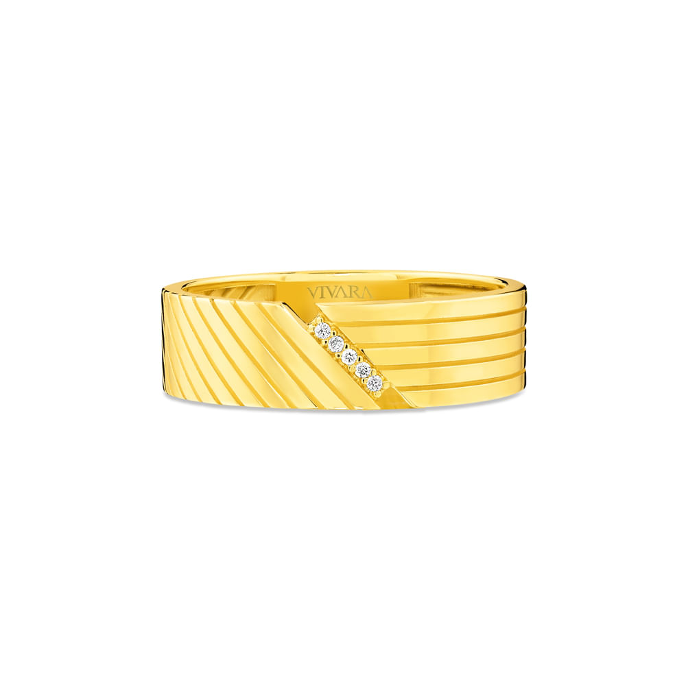 Anel Line em Ouro Amarelo 18k com Diamantes