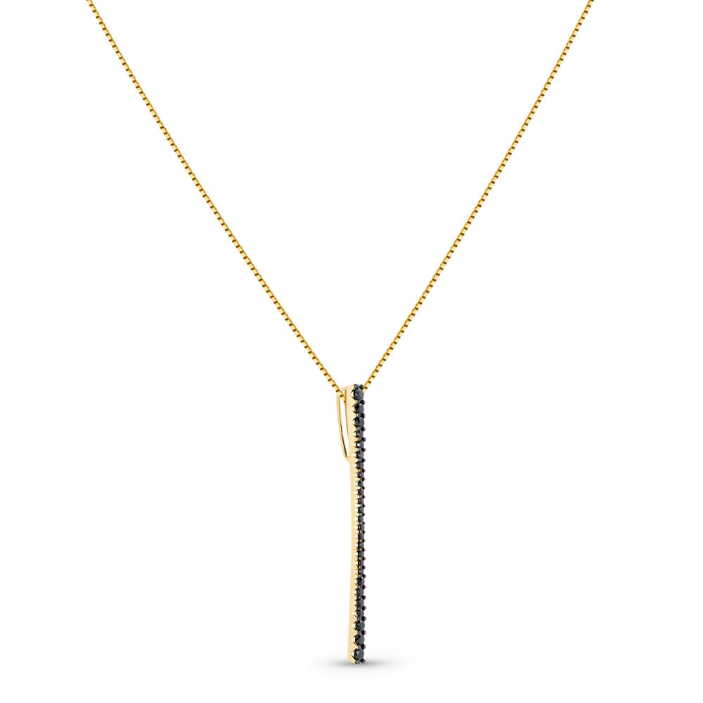 Pingente Ouro Amarelo e Diamantes Negros, 49mm